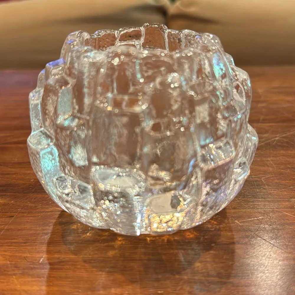 NEW IN BOX Kosta Boda Igloo Crystal Candle Holder Tea Light Sweden Clear NEW NIB
